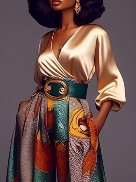 

Urban V neck Plain Blouse, Champagne, Blouses and Shirts