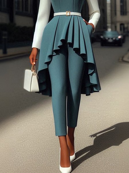 Plain Urban Fashion Pants, Green, Pants