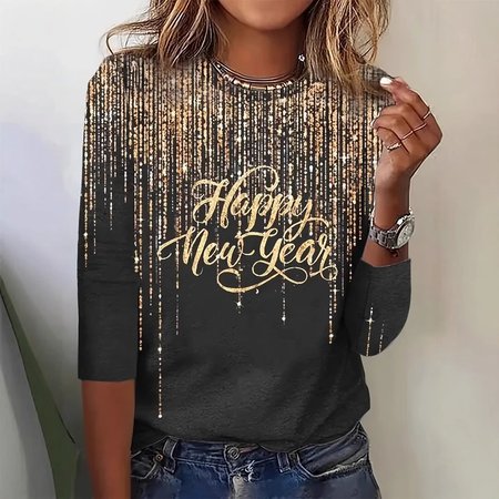 

Casual Crew Neck Jersey T-Shirt, Black, Long sleeves