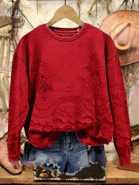 

Vintage Crew Neck 3D Printing Sweatshirt, Red, Hoodies & Sweatshirts