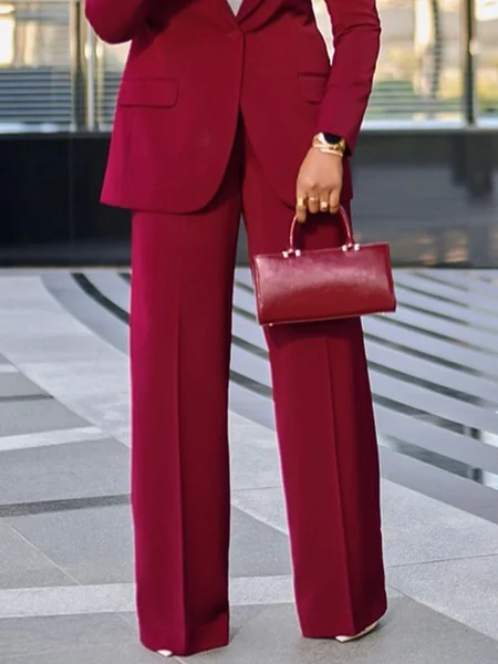 

Urban Plain Straight Pants, Deep red, Pants