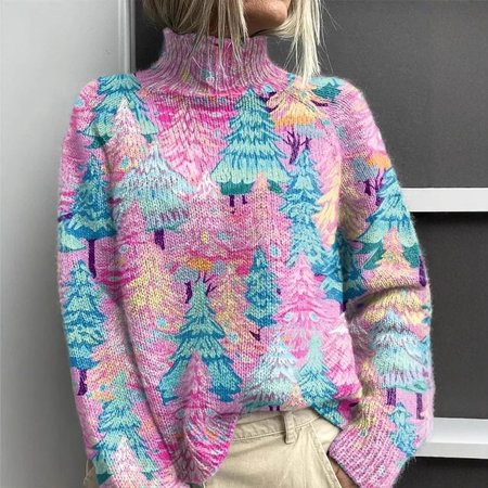 

Casual Turtleneck Christmas Sweatshirt, Apricot, Hoodies & Sweatshirts