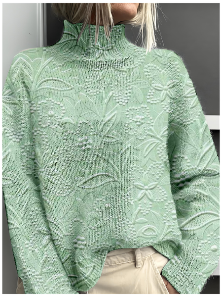 

Women's Mock Neck 3D Printing Vintage Spring/Fall Long Sleeve Sweatshirt, Green, Sweatshirts & Hoodies