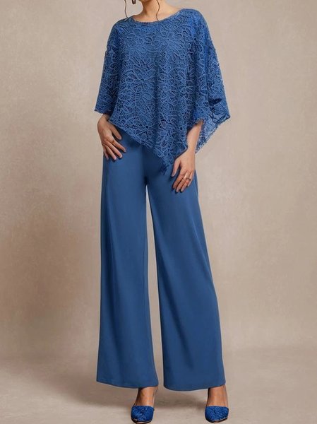 

Women's Plain Party Going Out Two Piece Set Long Sleeve Elegant Spring/Fall Matching Set, Deep blue, Suit Set