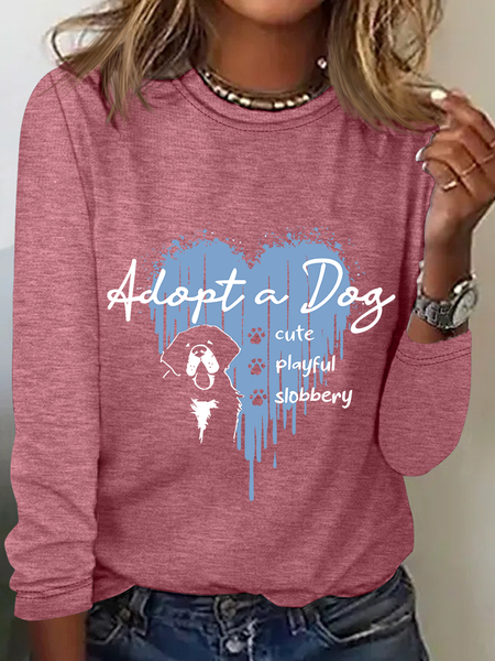 Cute But Slobbery Casual Long Sleeve Shirt, Watermelon, Long sleeves
