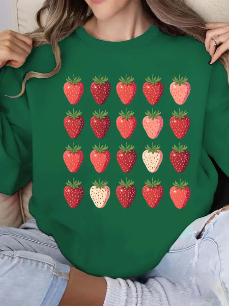 

Women's Crew Neck Botanical Pattern Casual Spring/Fall Long Sleeve Sweatshirt, Green, Sweatshirts & Hoodies
