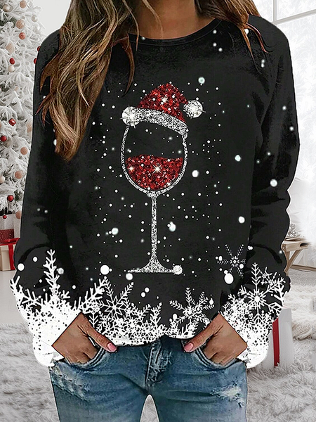 

Casual V Neck Christmas Sweatshirt, Black, Hoodies & Sweatshirts