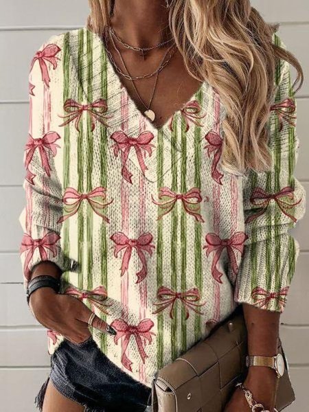 

Casual V Neck Striped Sweatshirt, Multicolor, Hoodies & Sweatshirts