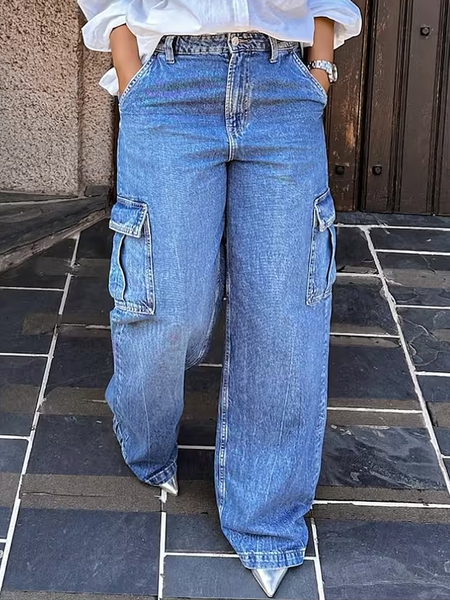 

Micro-Elasticity Casual Plain Denim Jeans, Denim blue, Jeans