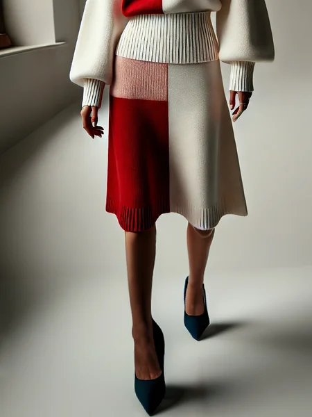 

Medium Elasticity Color Block Casual Sweater Mini Skirt, As picture, Skirts
