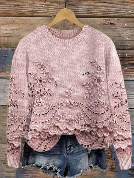 

Casual Crew Neck Floral Sweatshirt, Pink, Hoodies & Sweatshirts