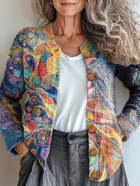 

Loose Others Boho Ethnic Cardigan, Multicolor, Cardigans