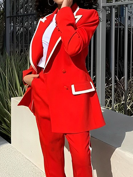 

Color Block Urban Blazer, Red, Blazers