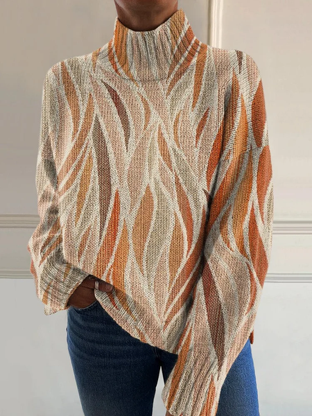 

Casual Turtleneck Geometric Sweatshirt, Multicolor, Hoodies & Sweatshirts