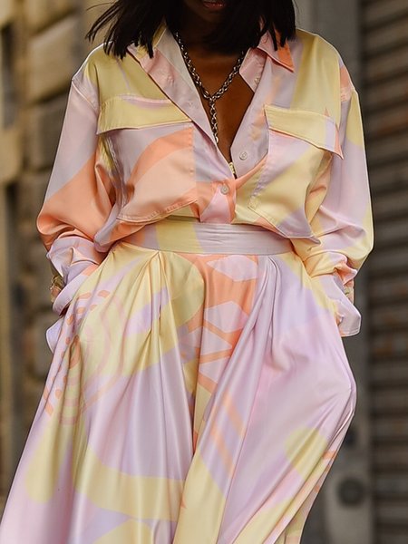

Shirt Collar Urban Pockets Abstract Shirt, As picture, Blouses and Shirts