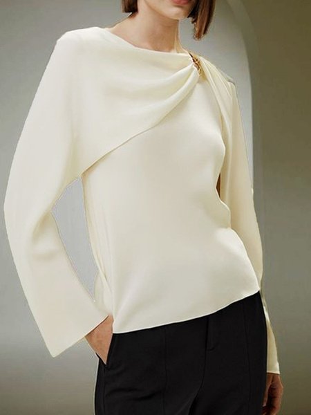 Buckle Urban Plain Blouse, Off white, Blouses and Shirts