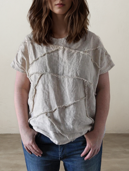 

Cotton-Blend Linen Plain Crew Neck Blouse, Oatmeal, Blouses & Shirts