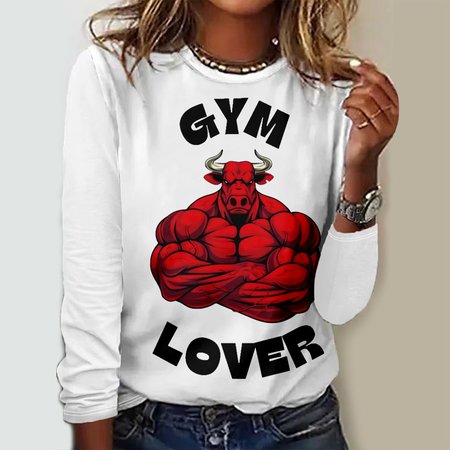 

Casual Striped Crew Neck Long Sleeve T-shirt, White, T-shirts