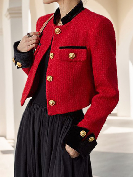 

Elegant Color Block Jacket, Red, Jackets