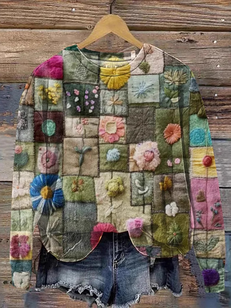 

Casual Crew Neck Floral Sweatshirt, Multicolor, Hoodies & Sweatshirts