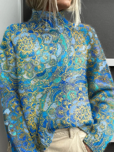 

Casual Turtleneck Ethnic Sweatshirt, Green, Hoodies & Sweatshirts