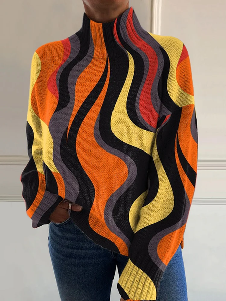 

Casual Turtleneck Geometric Sweatshirt, Multicolor, Hoodies & Sweatshirts