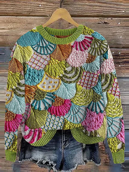Geometric Casual Loose Sweatshirt, Multicolor, Hoodies&Sweatshirts