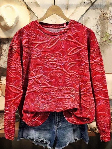 

Vintage Crew Neck 3D Printing Sweatshirt, Red, Hoodies & Sweatshirts