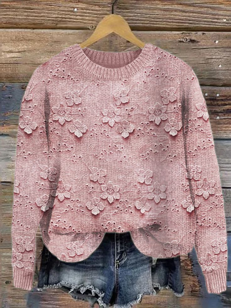 

Casual Crew Neck Floral Sweatshirt, Pink, Hoodies & Sweatshirts