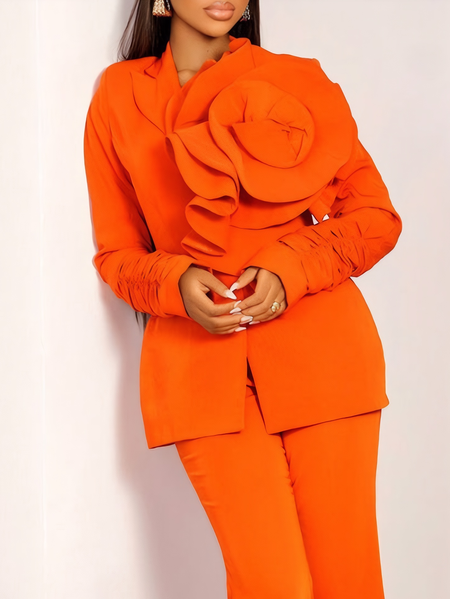 

3D Floral Urban Long Sleeve Blazer, As picture, Blazers