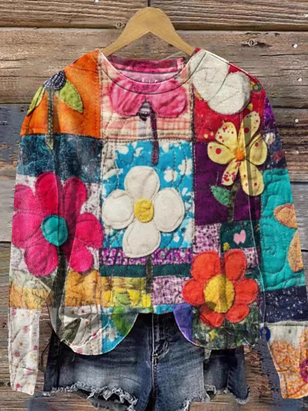 

Casual Crew Neck Floral Sweatshirt, Multicolor, Hoodies & Sweatshirts
