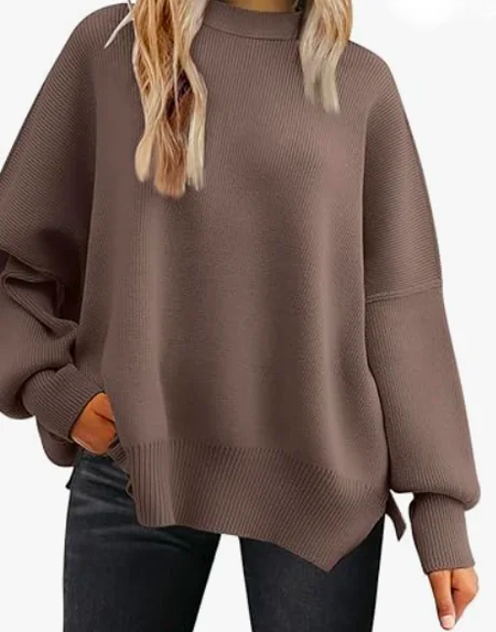 

Women's Winter Plain Casual Long Sleeve Crew Neck Sweater, Deep brown, Sweaters