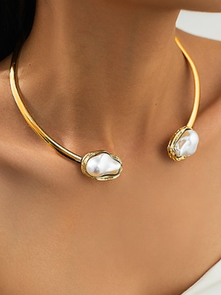 

Urban Plain Pearl Statement Necklaces, As picture, Necklaces