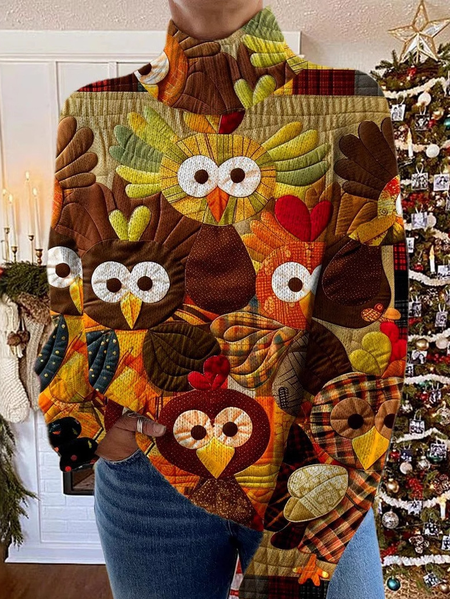 

Casual Turtleneck Turkey Sweatshirt, Yellow, Hoodies & Sweatshirts