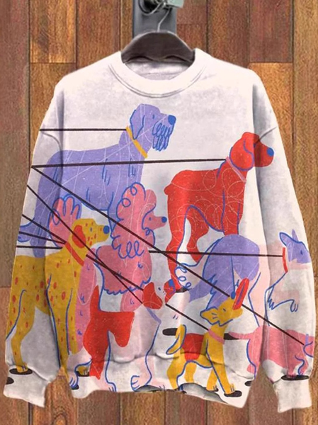 

Casual Crew Neck Dog Sweatshirt, White, Hoodies & Sweatshirts