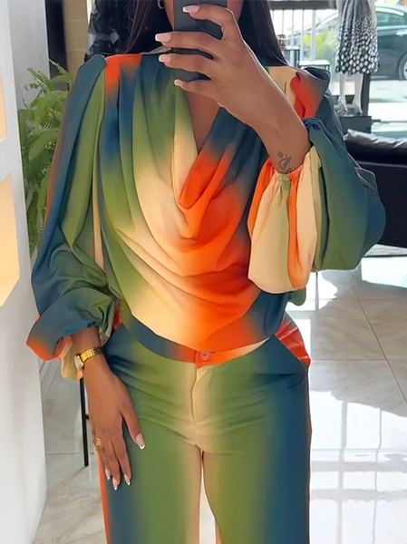 

Ombre Bell Sleeve Urban Blouse, As picture, Blouses and Shirts