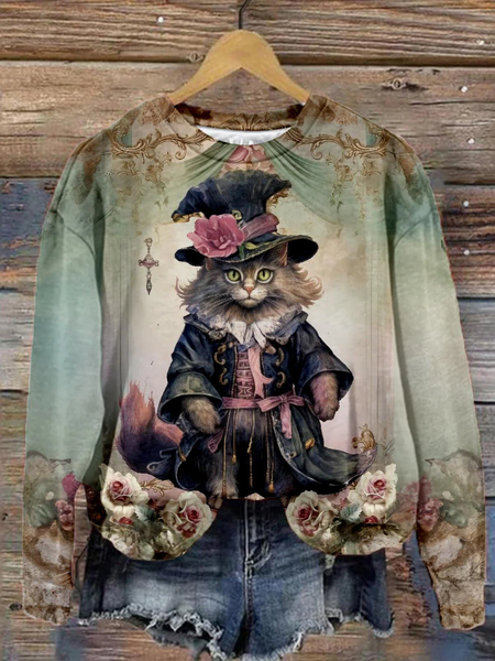 

Casual Crew Neck Floral Sweatshirt, Blue, Hoodies & Sweatshirts
