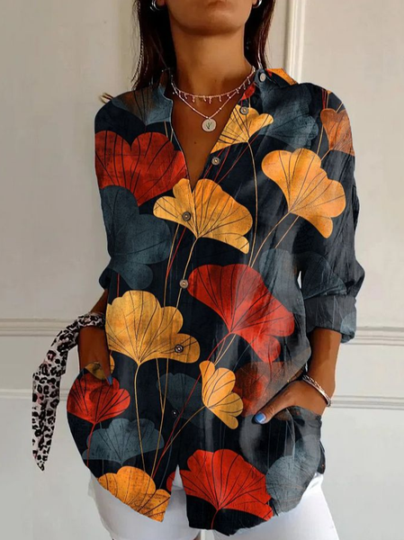 Abstract Casual Loose Shirt, Multicolor, Blouses