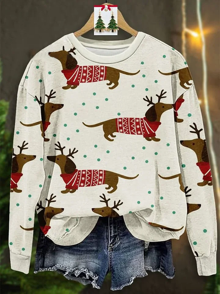 

Casual Crew Neck Dog Sweatshirt, White, Hoodies & Sweatshirts