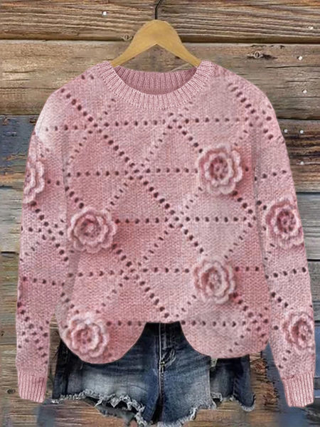 

Casual Crew Neck Floral Sweatshirt, Pink, Hoodies & Sweatshirts