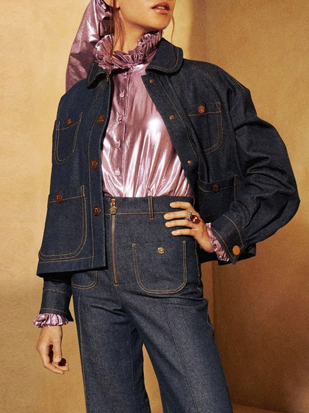 

Urban Plain Denim Coat, Blue, Jackets