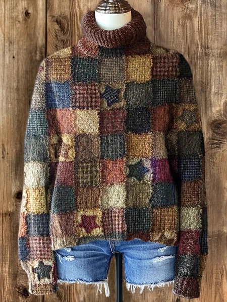 

Casual Turtleneck Geometric Sweatshirt, Multicolor, Hoodies & Sweatshirts