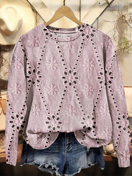 

Vintage Crew Neck 3D Printing Sweatshirt, Pink, Hoodies & Sweatshirts