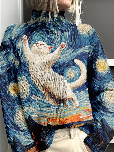 

Vintage Mock Neck 3D Printing Sweatshirt, As picture, Hoodies & Sweatshirts