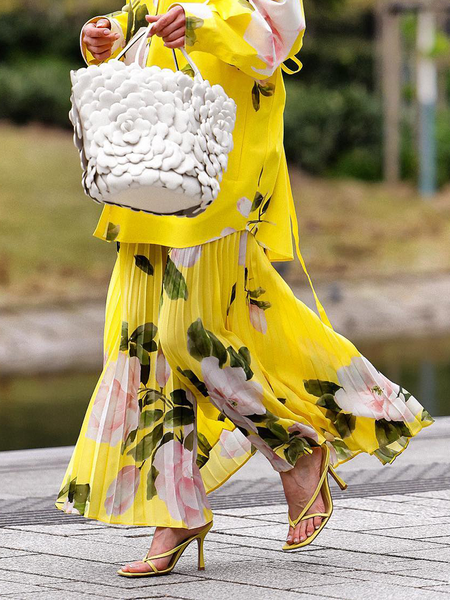 

Urban Floral Pleated Maxi Skirt, Yellow, Skirts