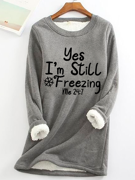 

Yes，I'm Always Ferrzing Casual Fluff Fleece Fabric Sweatshirt, Gray, Hoodies&Sweatshirts