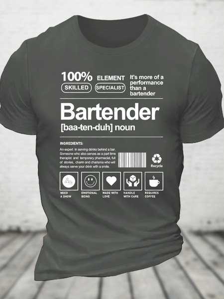 Bartender Cotton T-Shirtw, Deep gray, T-shirts