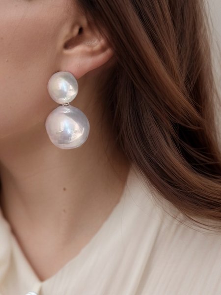 

Elegant Faux Pearl Stud, White, Earrings