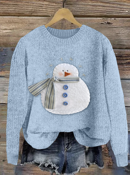 

Cute Christmas Snowman Casual Cozy Sweater, Light blue, Sweaters