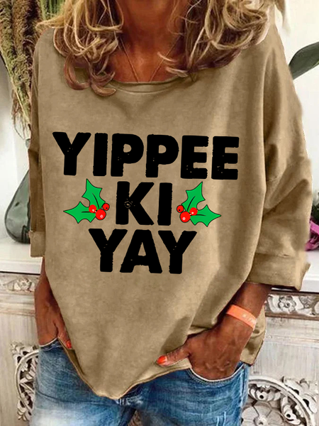 

Yippee-Ki-Yay Casual Sweatshirt, Khaki, Hoodies&Sweatshirts